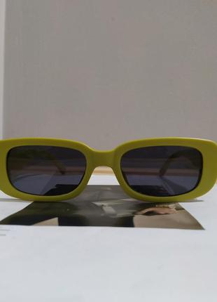 Шикарные солнцезащитные очки узкие салатовые тренд  ретро окуляри сонцезахисні зелені салатові7 фото