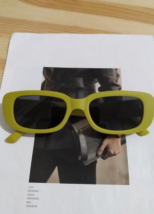 Шикарные солнцезащитные очки узкие салатовые тренд  ретро окуляри сонцезахисні зелені салатові6 фото