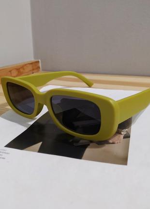 Шикарные солнцезащитные очки узкие салатовые тренд  ретро окуляри сонцезахисні зелені салатові9 фото