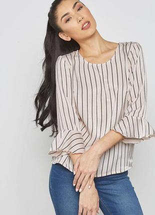Рожева блузка в смужку з рюшами zara
