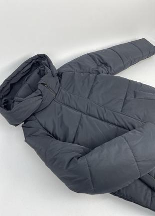 Зимове пальто на флісі всередині чорне матове1 фото