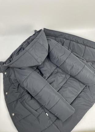 Зимове пальто на флісі всередині чорне матовое7 фото