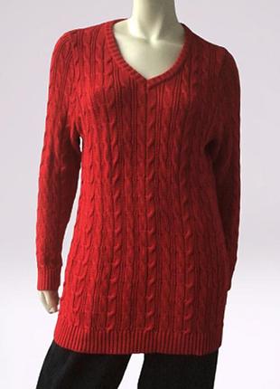 Червоний в'язаний светр з "косами" бренду dress in