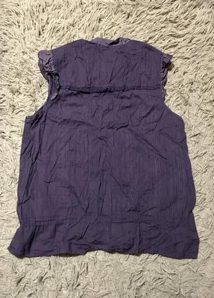 Стильная женская блузка фиолетовая без рукавов рубашка4 фото