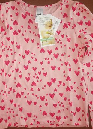 Реглан з сердечками для дівчинки c&a німеччина розмір 128