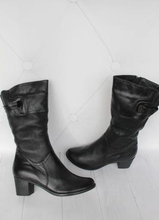 Зимние кожаные сапоги, сапожки, полусапожки 40 размера на удобном каблуке3 фото