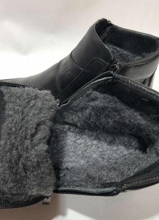Мужские кожаные зимние сапоги прошитые на меху черные8 фото