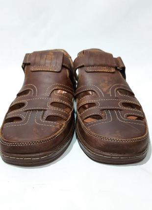 Мужские кожаные туфли летние, прошитые bastion (бастион) на липучке коричневые4 фото