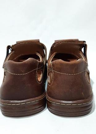 Мужские кожаные туфли летние, прошитые bastion (бастион) на липучке коричневые7 фото