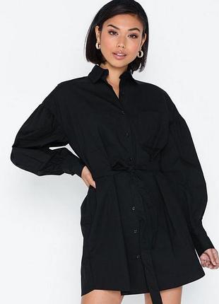 Чёрное платье рубашка с поясом 🖤 nly trend