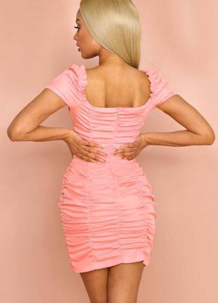 Брендовое розовое женственное платье 💗 с кулисками и имитацией корсета с замерами2 фото