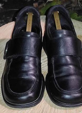 Ecco~ кожаные туфли мокасины на липучке р 371 фото