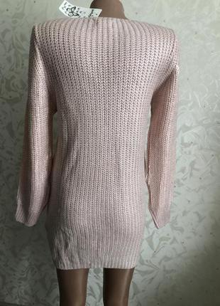 Нежный свитер джемпер красивенный блестящий модный стильный трендовый розовый4 фото