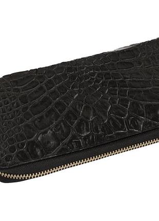 Кошелек ekzotic leather из натуральной кожи крокодила черный  (cw 82_6)