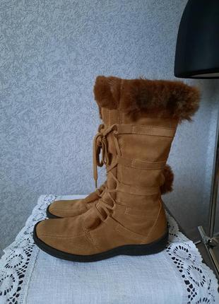 Жіночі замшеві чоботи, осінь/тепла зима, коричневий.