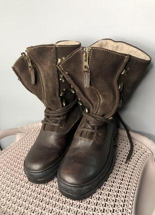 Peak performance зимние термо-ботинки сапоги на шнуровке тракторная подошва кожаные шерсть6 фото