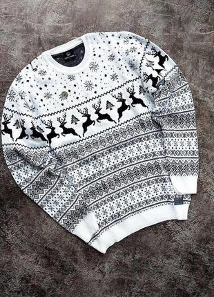 Мужские зимние свитера с оленями шерстяные новогодние, рождественский подарок10 фото