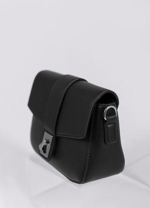 Каркасна шкіряна прямокутна маленька сумочка крос-боді через плече3 фото