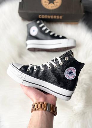 Кеди жіночі конверс converse all star black high fur