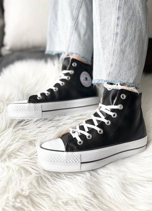 Кеды женские конверс converse all star high black fur4 фото