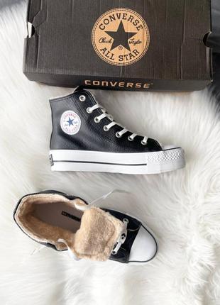 Кеды женские конверс converse all star high black fur6 фото