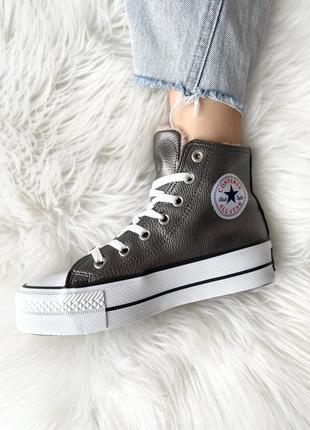 Кеды женские конверс converse all star high silver fur3 фото