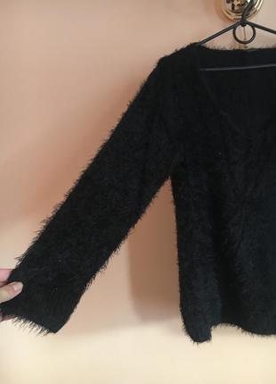Батал большой размер тёплый мягкий чёрный свитер свитерок джемпер пуловер травка5 фото