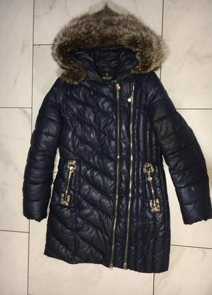 Куртка с енотом зима женская1 фото