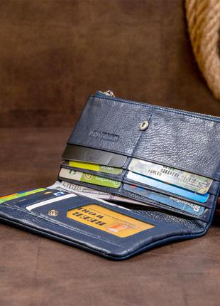 Вертикальний гаманець на кнопці жіночий st leather 19203 темно-синій6 фото
