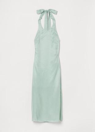 Платье атласное: с разрезом : открытая спина: бант2 фото