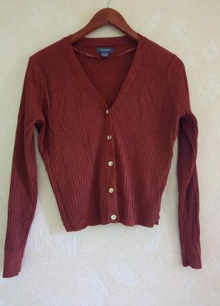 Красивая кофточка в рубчик, реглан, кардиган