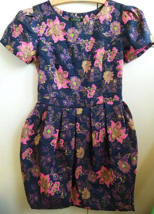 Шикарное платье парча вышивка цветы ralph lauren5 фото