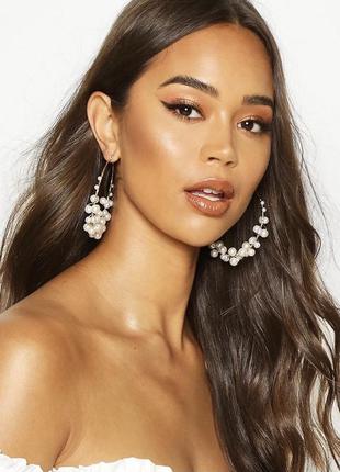 Сережки кільця з перлами boohoo