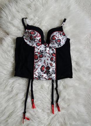 Корсет зі вставками із сітки з боків і пояс для панчіх