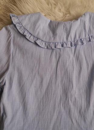 Хлопковая блуза в полоску с воланом7 фото