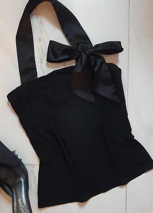 Ошатний топік чорний топ на вечірку топ на корпоратив чорна блуза франція s