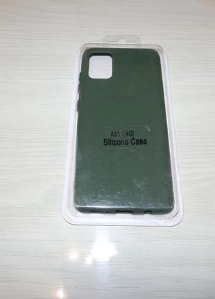 Чехол silicone case full protective для samsung galaxy a51 sm-a515 dark green4 фото