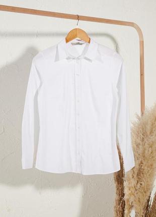 Белая женская рубашка lc waikiki/лс вайкики с отложным воротником