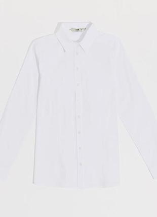 Белая женская рубашка defacto/дефакто с отложным воротником3 фото