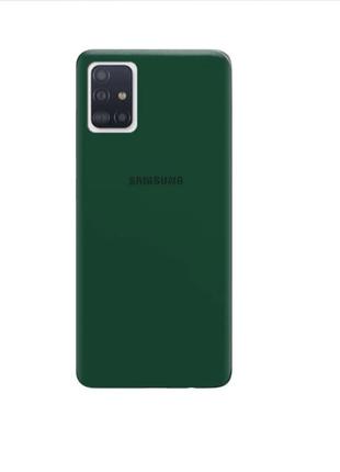 Чехол silicone case full protective для samsung galaxy a51 sm-a515 dark green1 фото