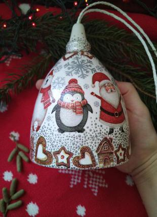 Эксклюзив! большой колокольчик ручная работа новый год снежинки дзвоник керамика...