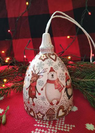 Эксклюзив! большой колокольчик ручная работа новый год снежинки дзвоник керамика...