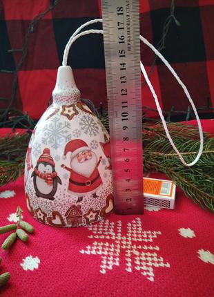 Эксклюзив! большой колокольчик ручная работа новый год снежинки дзвоник керамика...