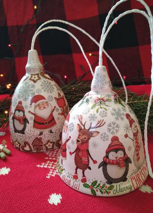 Эксклюзив! большой колокольчик ручная работа новый год снежинки дзвоник керамика...