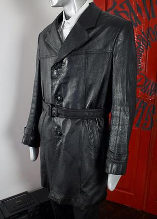 Винтажная кожаная советская мужская куртка, пальто, плащ ссср (60-х 70-х) годов