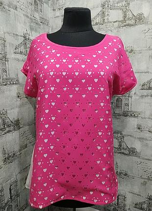 Рожева кораловая з білою підкладкою з принтом сердечка блуза