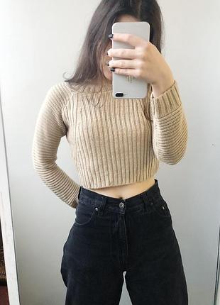 Укороченный свитер кофта вязанный 3