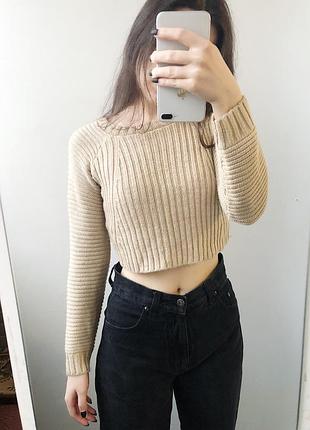 Укороченный свитер кофта вязанный 4