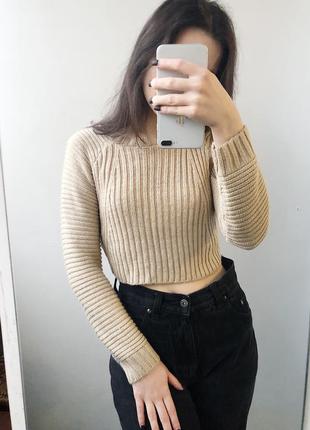 Укороченный свитер кофта вязанный 6