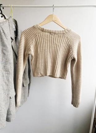Укороченный свитер кофта вязанный 8